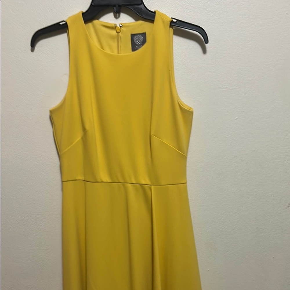 Vince Camuto Yellow Asymmetrical Halter Sheath Dress